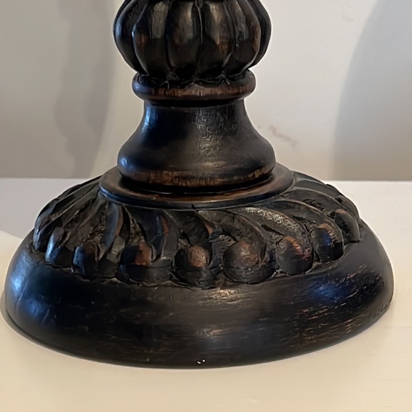 Vintage Solid Wood Carved Candle Holders Set of Two - Picture 2 of 8